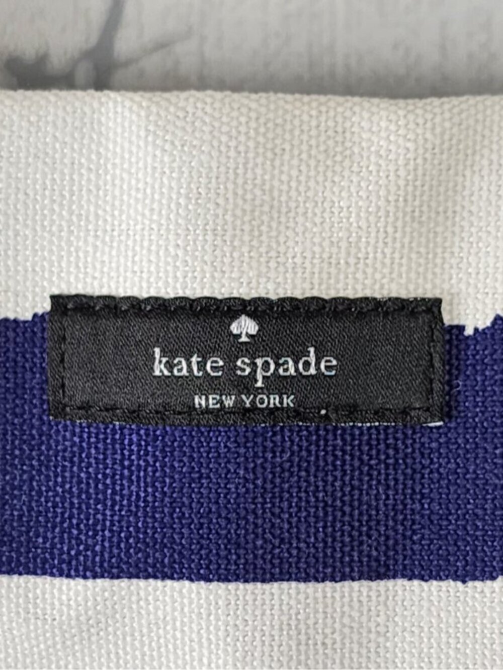 Kate Space Navy Black Stripe Canvas Lightweight Tote - Picture 2 of 3